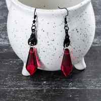 Серьги Kadabra: Летучая мышь с красным камнем