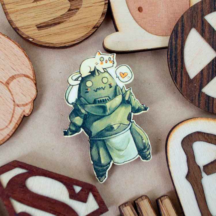 Значок деревянный Fullmetal Alchemist: Альфонс Элрик J115