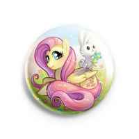 Значок My Little Pony: Friendship is Magic: Флаттершай с Энджел