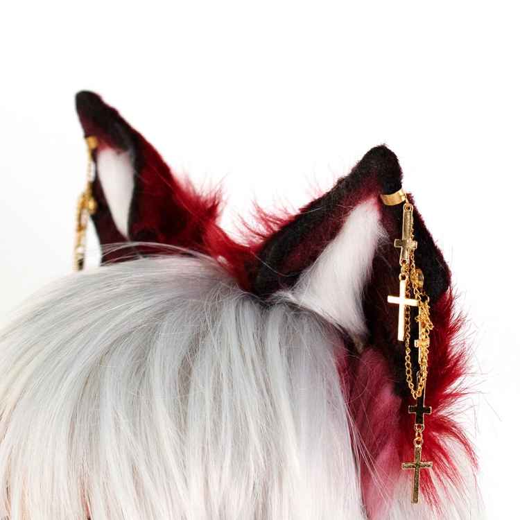 Ушки Kawaii: BatCat Wine Red-White