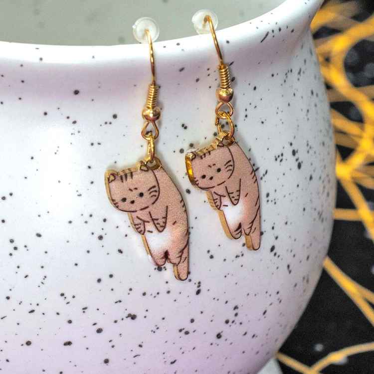 Серьги Котик коричневый