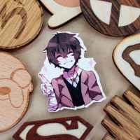 Значок деревянный Bungou Stray Dogs: Дадзай J318