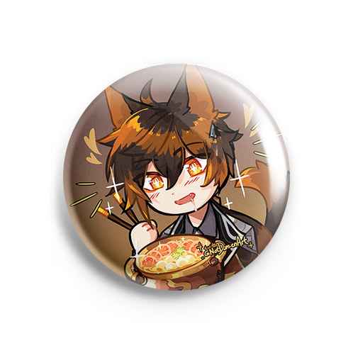 Значок Genshin impact: Чжун Ли с раменом