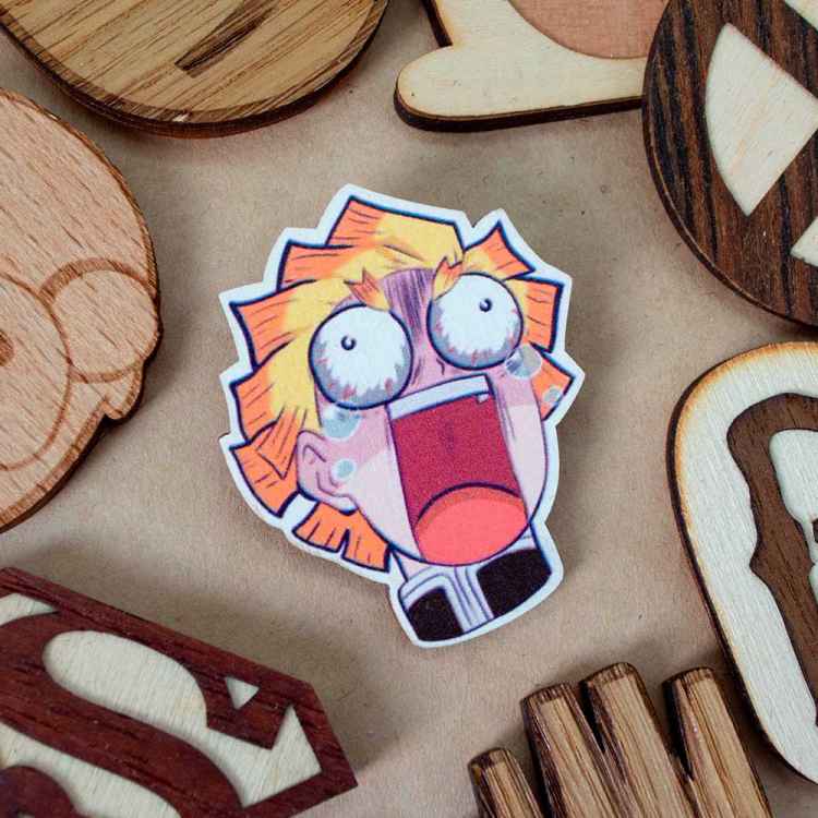 Значок деревянный Demon Slayer: Зеницу J761 Значок деревянный Demon Slayer: Зеницу J761