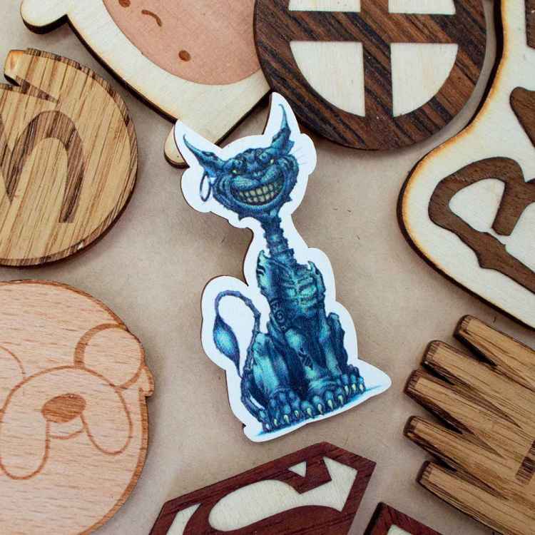 Значок деревянный Madness Alice: Чешир скелет H43 Значок деревянный Madness Alice: Чешир скелет H43