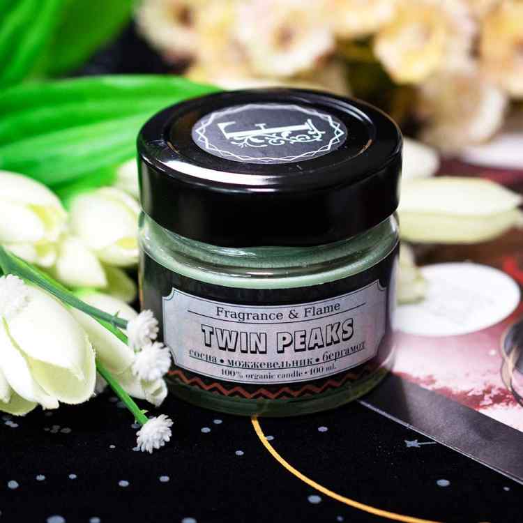 Свеча в стеклянной упаковке Fragrance&Flame: Twin Peaks 100 мл Свеча в стеклянной упаковке Fragrance&Flame: Twin Peaks 100 мл