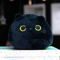 Мягкая игрушка Кот черный сферический, 20 см