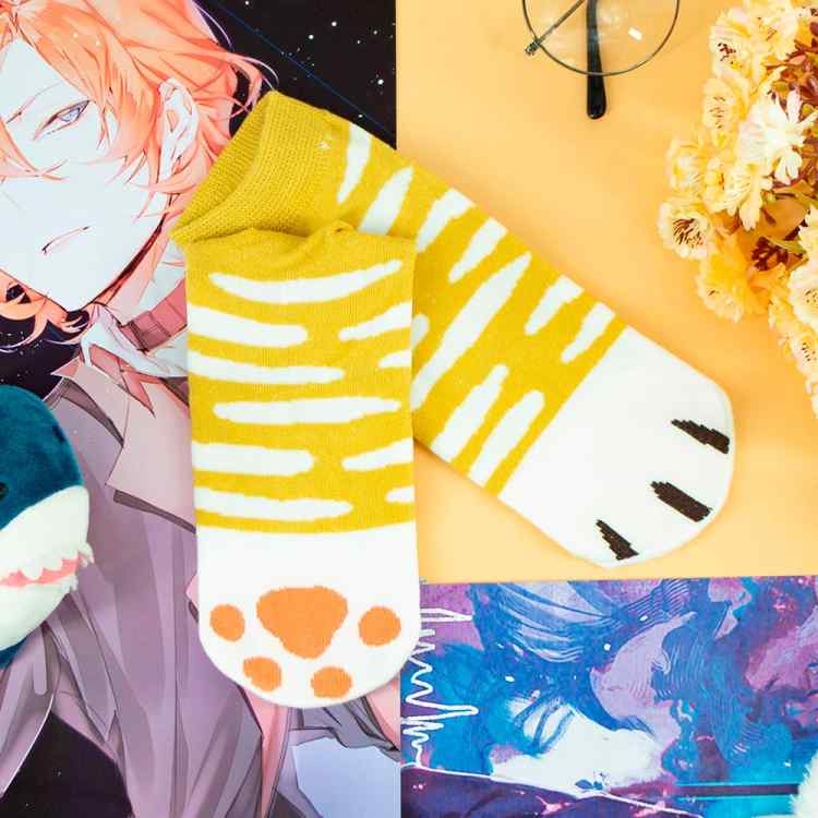 Носки "Кошачьи лапки" рыжие в полоску