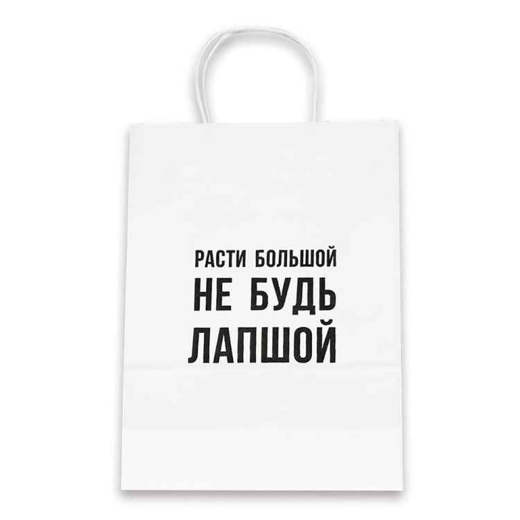 Пакет подарочный Лаборатория Счастья: Расти большой не будь лапшой (белый)