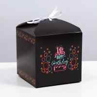 Коробка складная "С днем рождения", неон