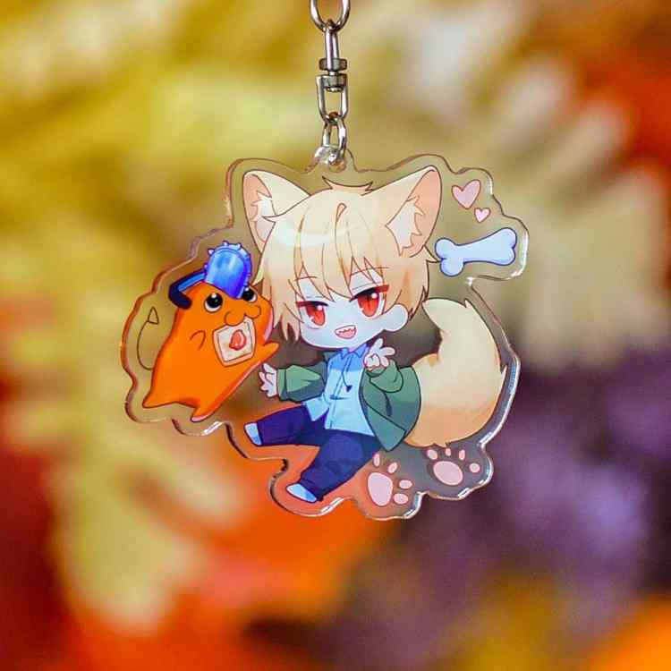 Брелок акриловый Chainsaw Man: Денджи кот